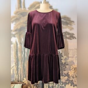 Italian purple drop waist velvet dress